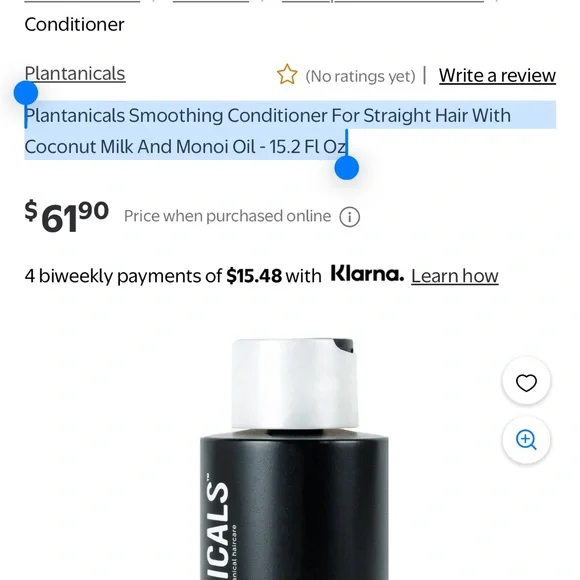 Plantanicals Smoothing Conditioner For Straight Hair Coconut Milk Monoi Oil PC - Picture 2 of 3